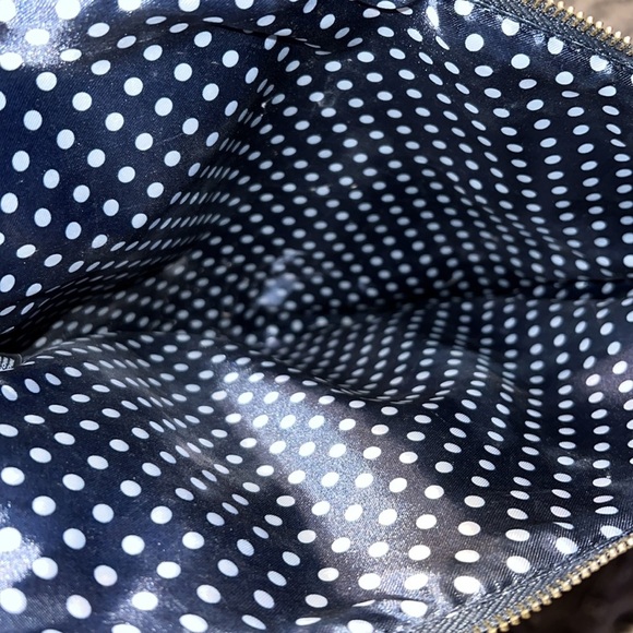 Chico’s blue white tassel print tech bag cosmetic pouch navy blue zip close NWT - Picture 4 of 11